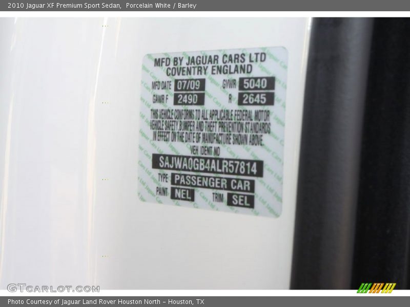 Porcelain White / Barley 2010 Jaguar XF Premium Sport Sedan