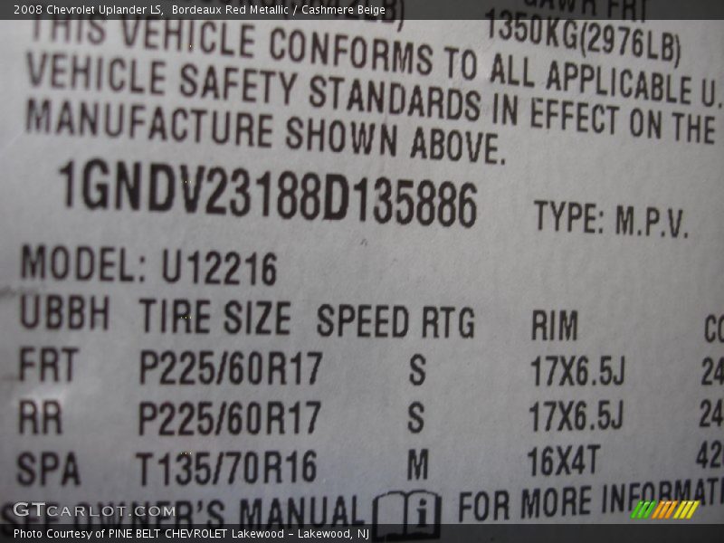 Bordeaux Red Metallic / Cashmere Beige 2008 Chevrolet Uplander LS