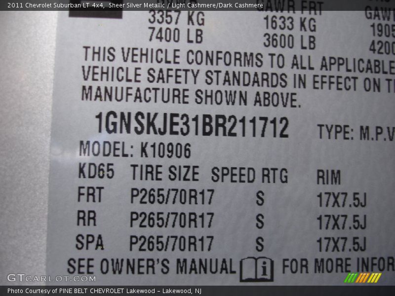 Sheer Silver Metallic / Light Cashmere/Dark Cashmere 2011 Chevrolet Suburban LT 4x4