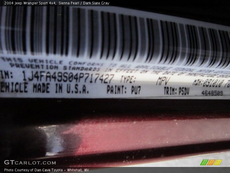 Sienna Pearl / Dark Slate Gray 2004 Jeep Wrangler Sport 4x4