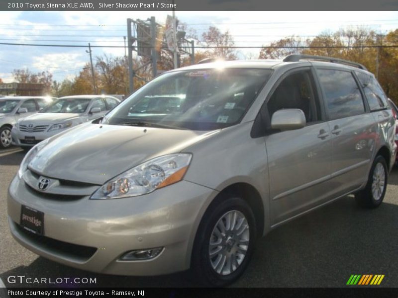 Silver Shadow Pearl / Stone 2010 Toyota Sienna XLE AWD