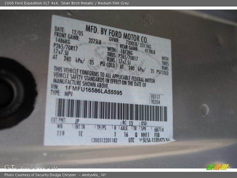 2006 Expedition XLT 4x4 Silver Birch Metallic Color Code JP