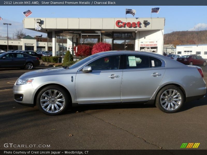 Silver Diamond Premium Metallic / Charcoal Black 2012 Lincoln MKS AWD