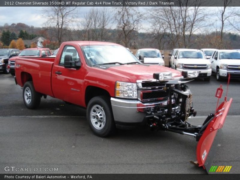 Front 3/4 View of 2012 Silverado 3500HD WT Regular Cab 4x4 Plow Truck