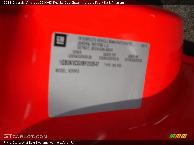 Victory Red / Dark Titanium 2011 Chevrolet Silverado 2500HD Regular Cab Chassis