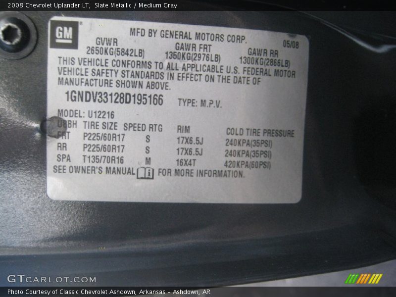 Slate Metallic / Medium Gray 2008 Chevrolet Uplander LT