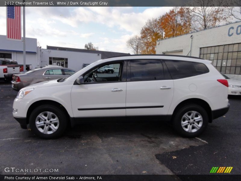 White / Dark Gray/Light Gray 2012 Chevrolet Traverse LS