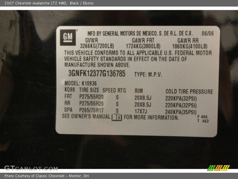 Black / Ebony 2007 Chevrolet Avalanche LTZ 4WD