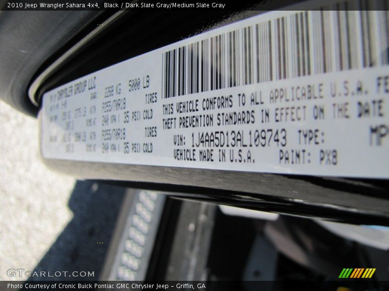 Black / Dark Slate Gray/Medium Slate Gray 2010 Jeep Wrangler Sahara 4x4