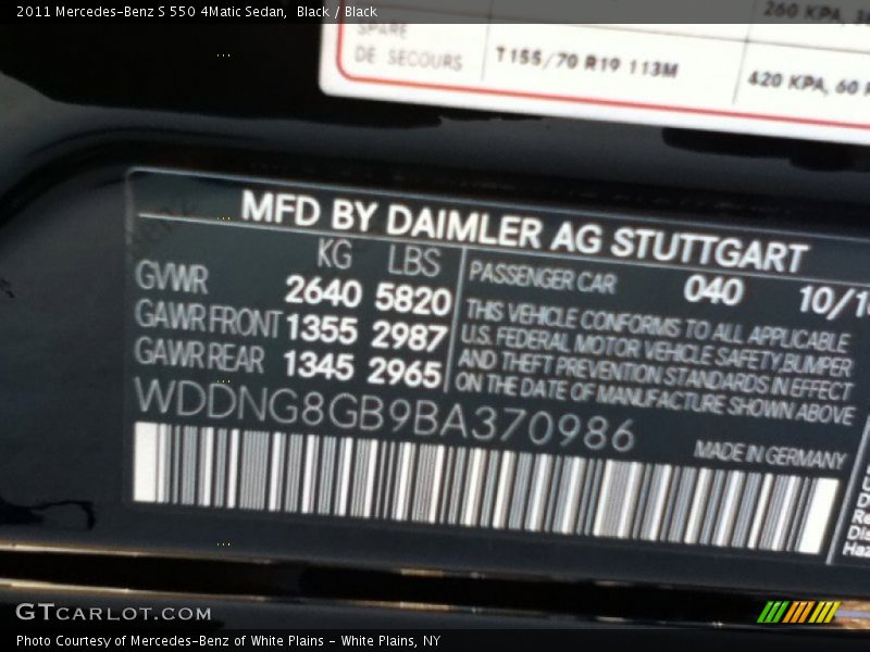 Black / Black 2011 Mercedes-Benz S 550 4Matic Sedan