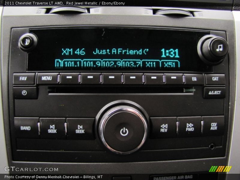Red Jewel Metallic / Ebony/Ebony 2011 Chevrolet Traverse LT AWD