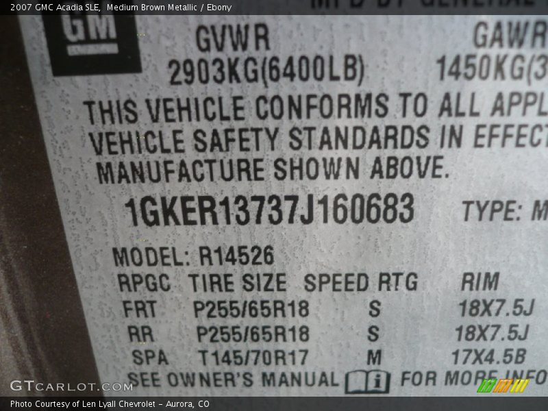 Medium Brown Metallic / Ebony 2007 GMC Acadia SLE