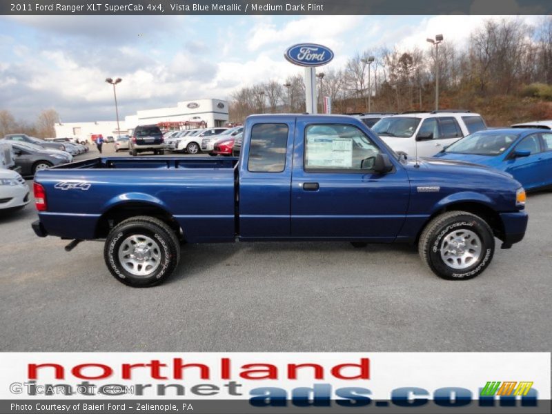 Vista Blue Metallic / Medium Dark Flint 2011 Ford Ranger XLT SuperCab 4x4