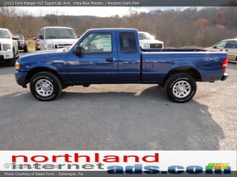 Vista Blue Metallic / Medium Dark Flint 2011 Ford Ranger XLT SuperCab 4x4