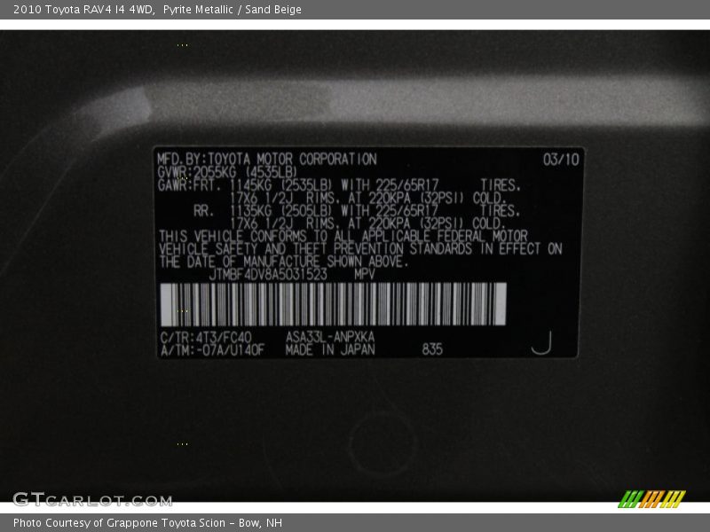 Pyrite Metallic / Sand Beige 2010 Toyota RAV4 I4 4WD