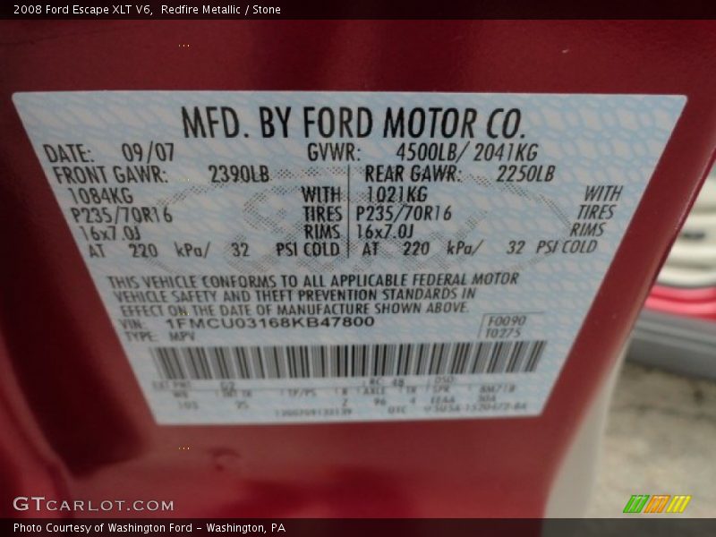 Redfire Metallic / Stone 2008 Ford Escape XLT V6