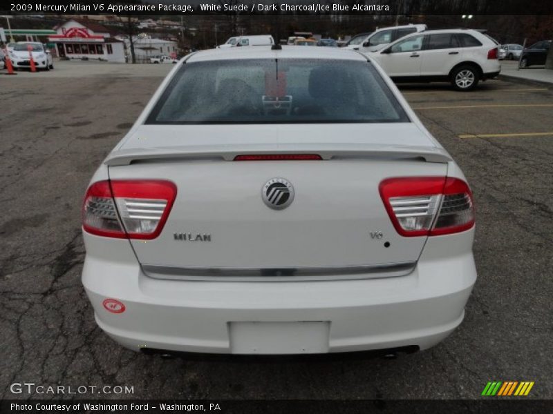 White Suede / Dark Charcoal/Ice Blue Alcantara 2009 Mercury Milan V6 Appearance Package