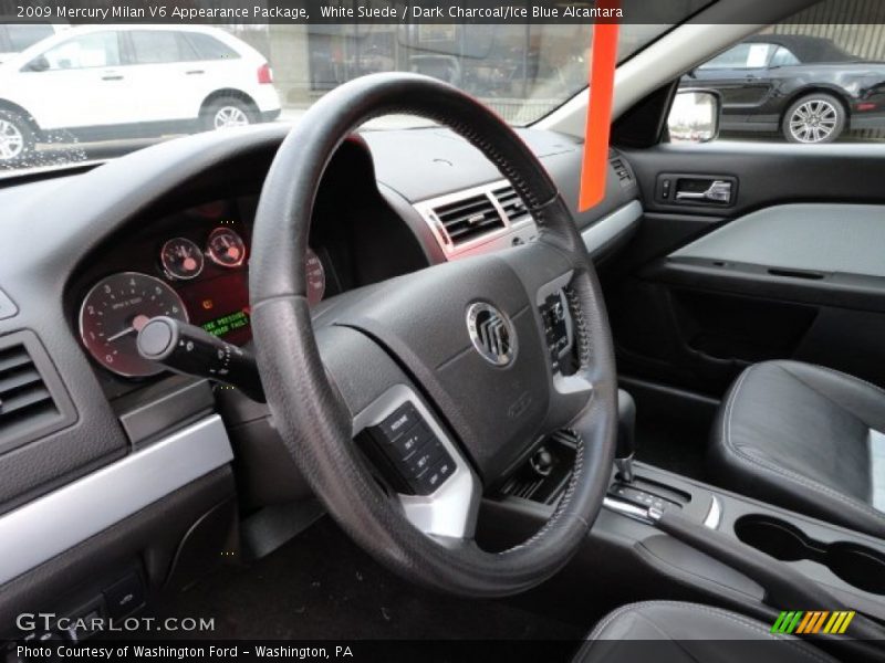 White Suede / Dark Charcoal/Ice Blue Alcantara 2009 Mercury Milan V6 Appearance Package