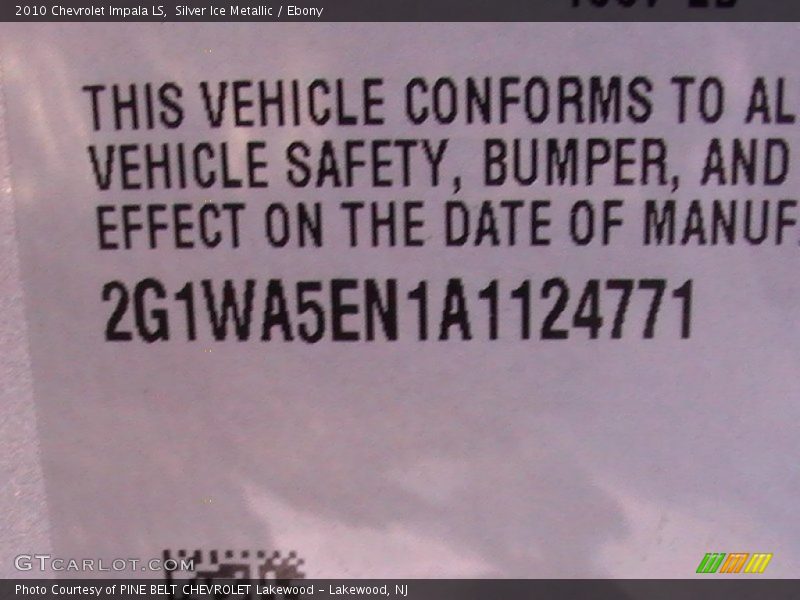 Silver Ice Metallic / Ebony 2010 Chevrolet Impala LS