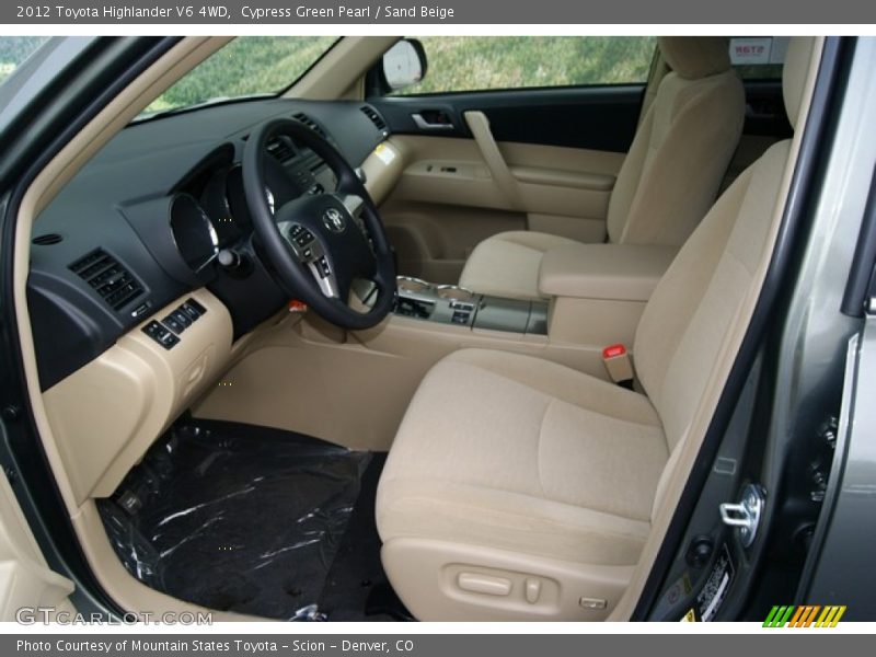 Cypress Green Pearl / Sand Beige 2012 Toyota Highlander V6 4WD