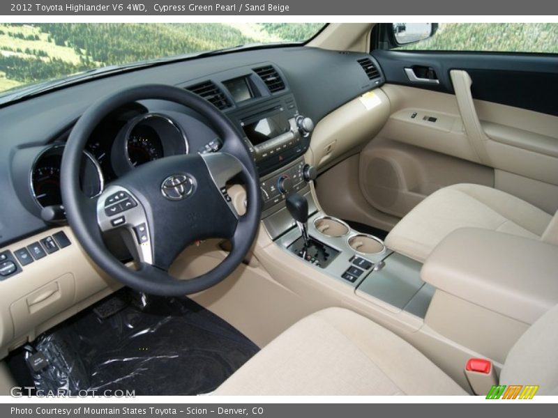 Cypress Green Pearl / Sand Beige 2012 Toyota Highlander V6 4WD