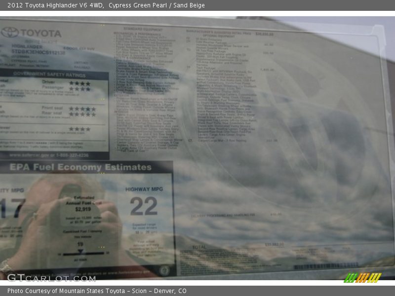 Cypress Green Pearl / Sand Beige 2012 Toyota Highlander V6 4WD