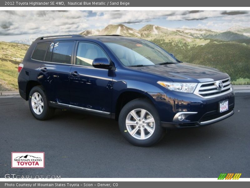 Nautical Blue Metallic / Sand Beige 2012 Toyota Highlander SE 4WD