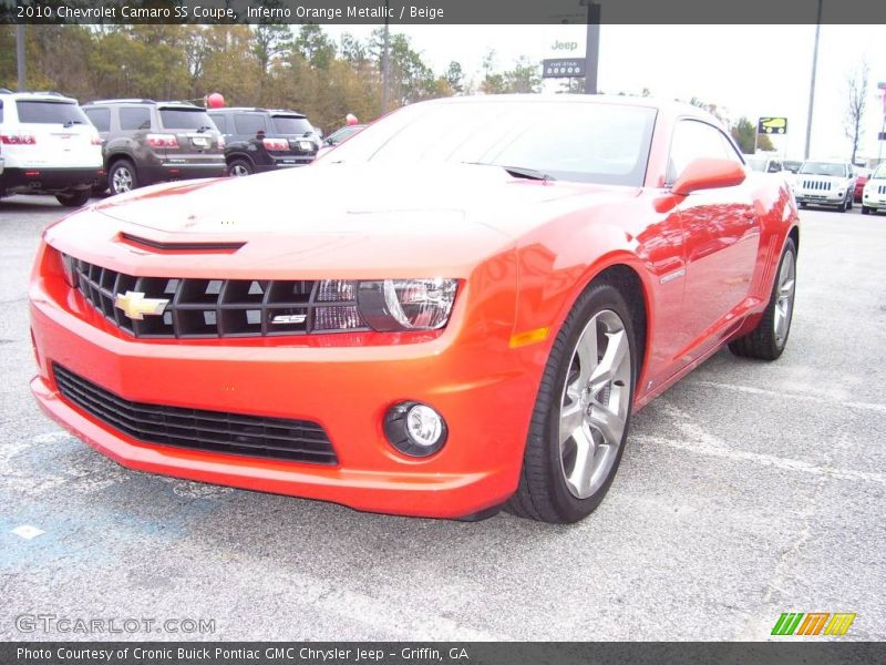 Inferno Orange Metallic / Beige 2010 Chevrolet Camaro SS Coupe