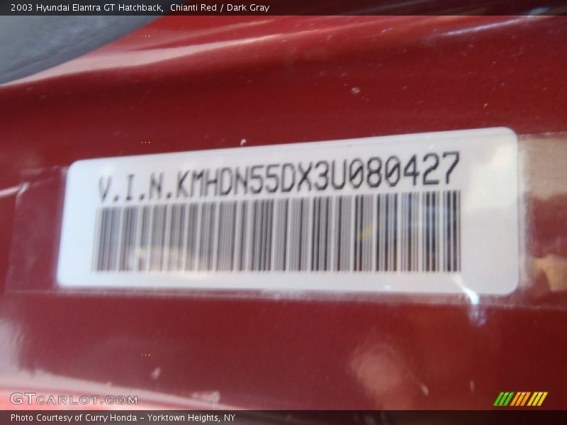 Chianti Red / Dark Gray 2003 Hyundai Elantra GT Hatchback
