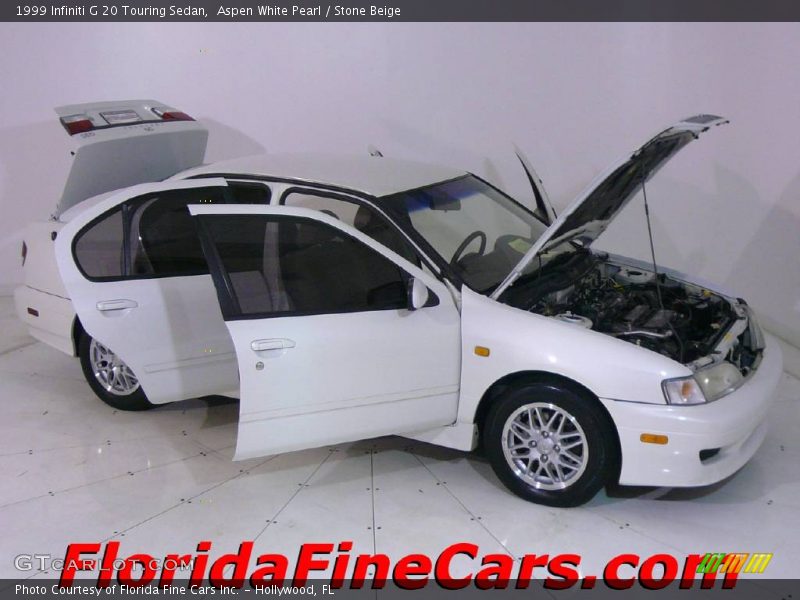 Aspen White Pearl / Stone Beige 1999 Infiniti G 20 Touring Sedan