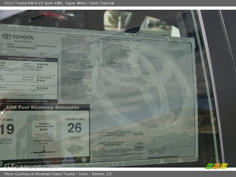 Super White / Dark Charcoal 2011 Toyota RAV4 V6 Sport 4WD