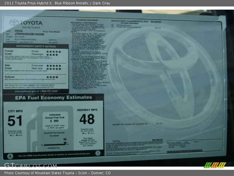 Blue Ribbon Metallic / Dark Gray 2011 Toyota Prius Hybrid II