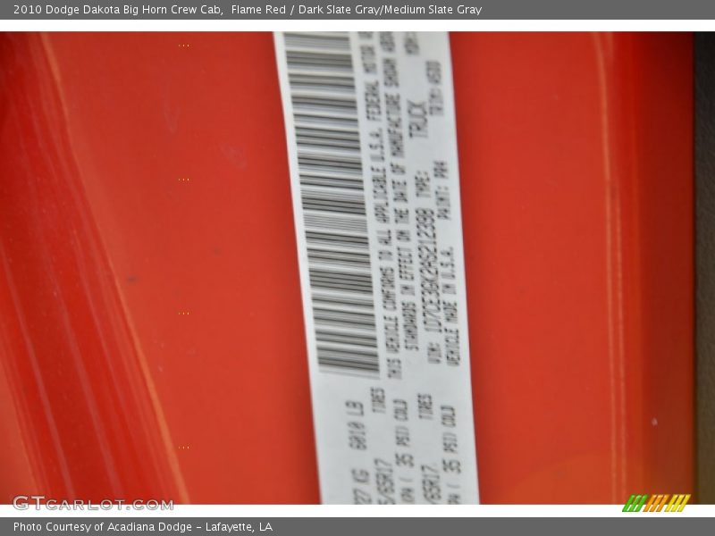 Flame Red / Dark Slate Gray/Medium Slate Gray 2010 Dodge Dakota Big Horn Crew Cab