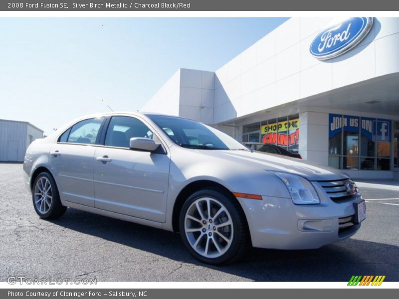 Silver Birch Metallic / Charcoal Black/Red 2008 Ford Fusion SE
