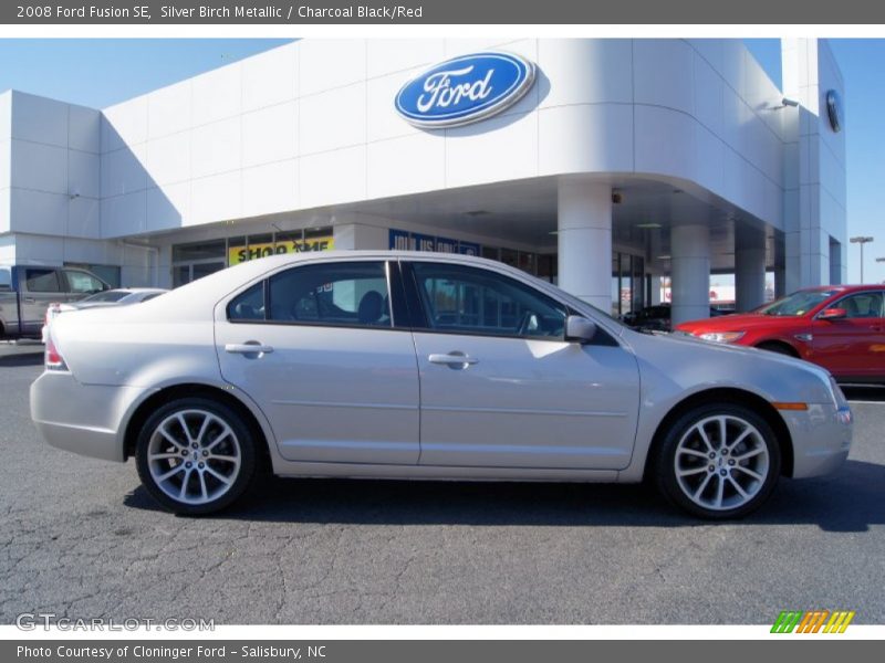 Silver Birch Metallic / Charcoal Black/Red 2008 Ford Fusion SE