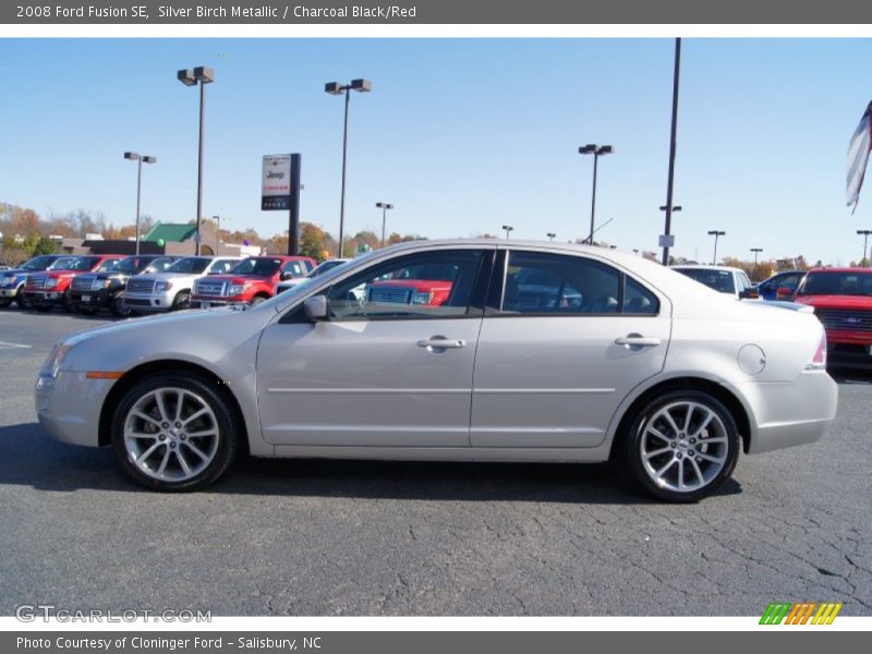 Silver Birch Metallic / Charcoal Black/Red 2008 Ford Fusion SE