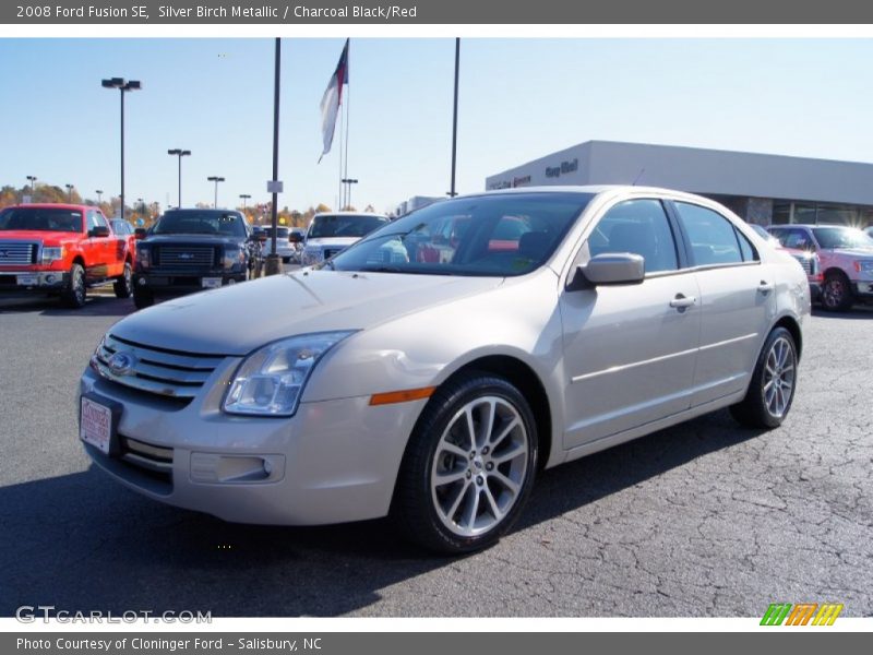 Silver Birch Metallic / Charcoal Black/Red 2008 Ford Fusion SE