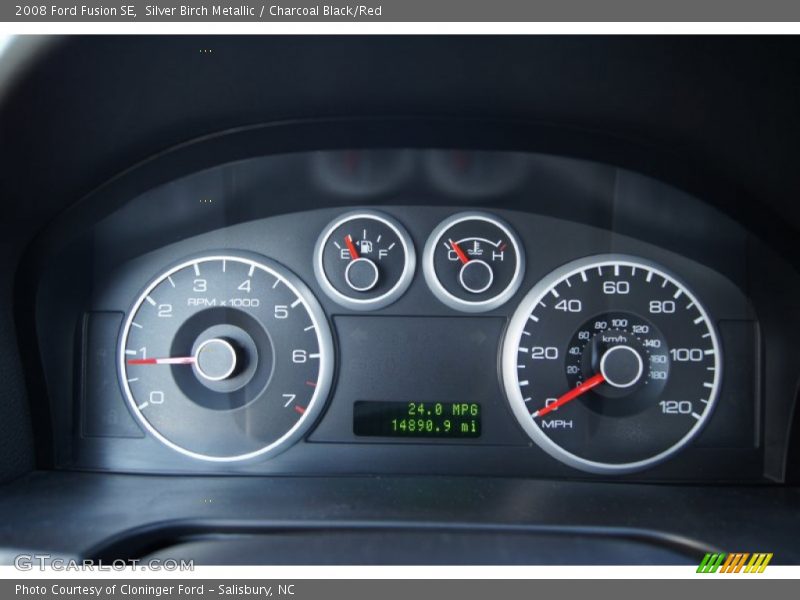 Silver Birch Metallic / Charcoal Black/Red 2008 Ford Fusion SE