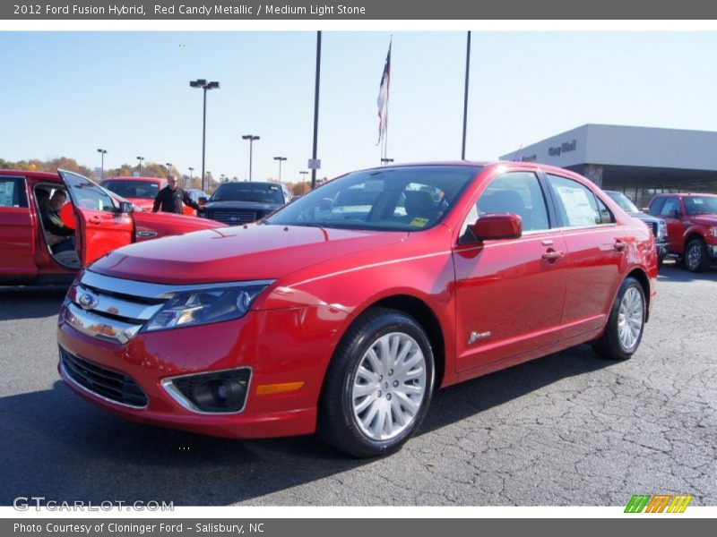 Red Candy Metallic / Medium Light Stone 2012 Ford Fusion Hybrid