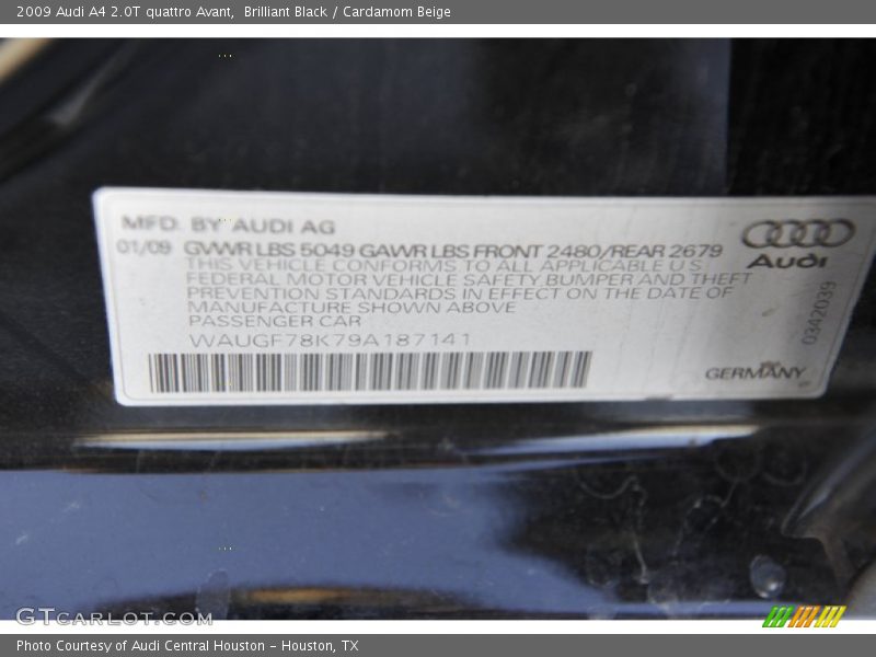 Brilliant Black / Cardamom Beige 2009 Audi A4 2.0T quattro Avant