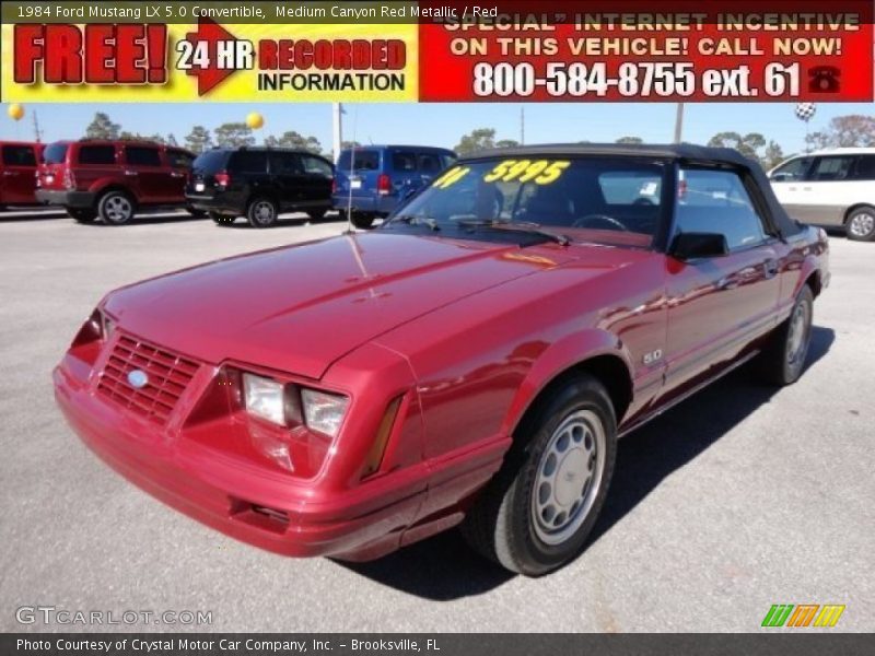Medium Canyon Red Metallic / Red 1984 Ford Mustang LX 5.0 Convertible