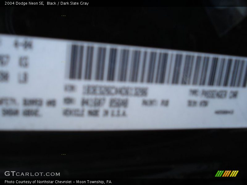 Black / Dark Slate Gray 2004 Dodge Neon SE