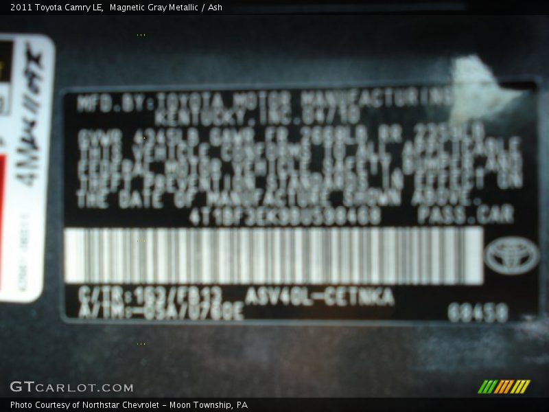 Magnetic Gray Metallic / Ash 2011 Toyota Camry LE