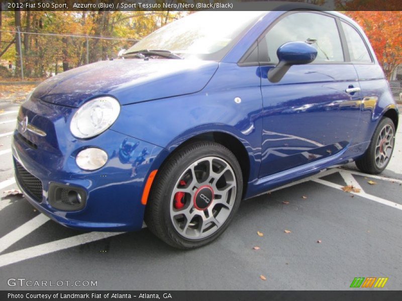 Azzurro (Blue) / Sport Tessuto Nero/Nero (Black/Black) 2012 Fiat 500 Sport