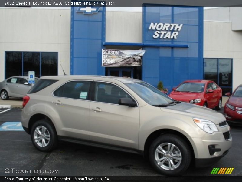 Gold Mist Metallic / Jet Black 2012 Chevrolet Equinox LS AWD