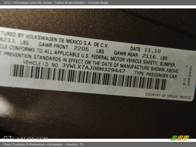 Toffee Brown Metallic / Cornsilk Beige 2011 Volkswagen Jetta SEL Sedan