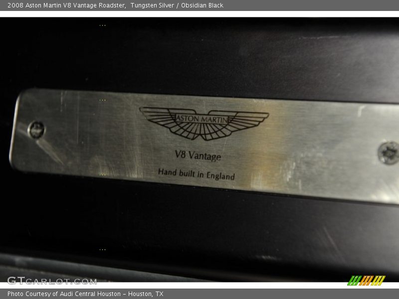 Info Tag of 2008 V8 Vantage Roadster
