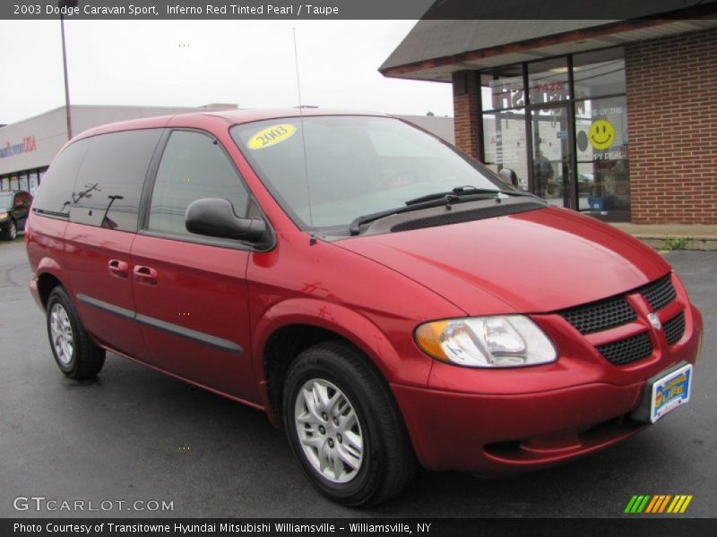 Inferno Red Tinted Pearl / Taupe 2003 Dodge Caravan Sport
