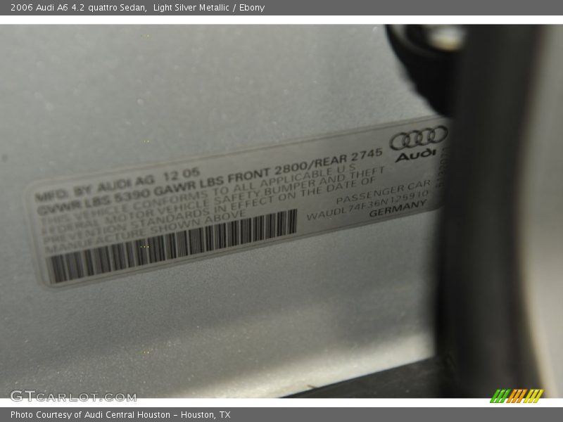 Light Silver Metallic / Ebony 2006 Audi A6 4.2 quattro Sedan