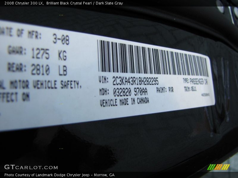Brilliant Black Crystal Pearl / Dark Slate Gray 2008 Chrysler 300 LX